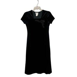 Velvet Dark Green Cap Sleeve Dress Girls Size 14.5  By Disorderly Kids